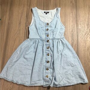 Missguided + Light Blue Button-Down Jean dress